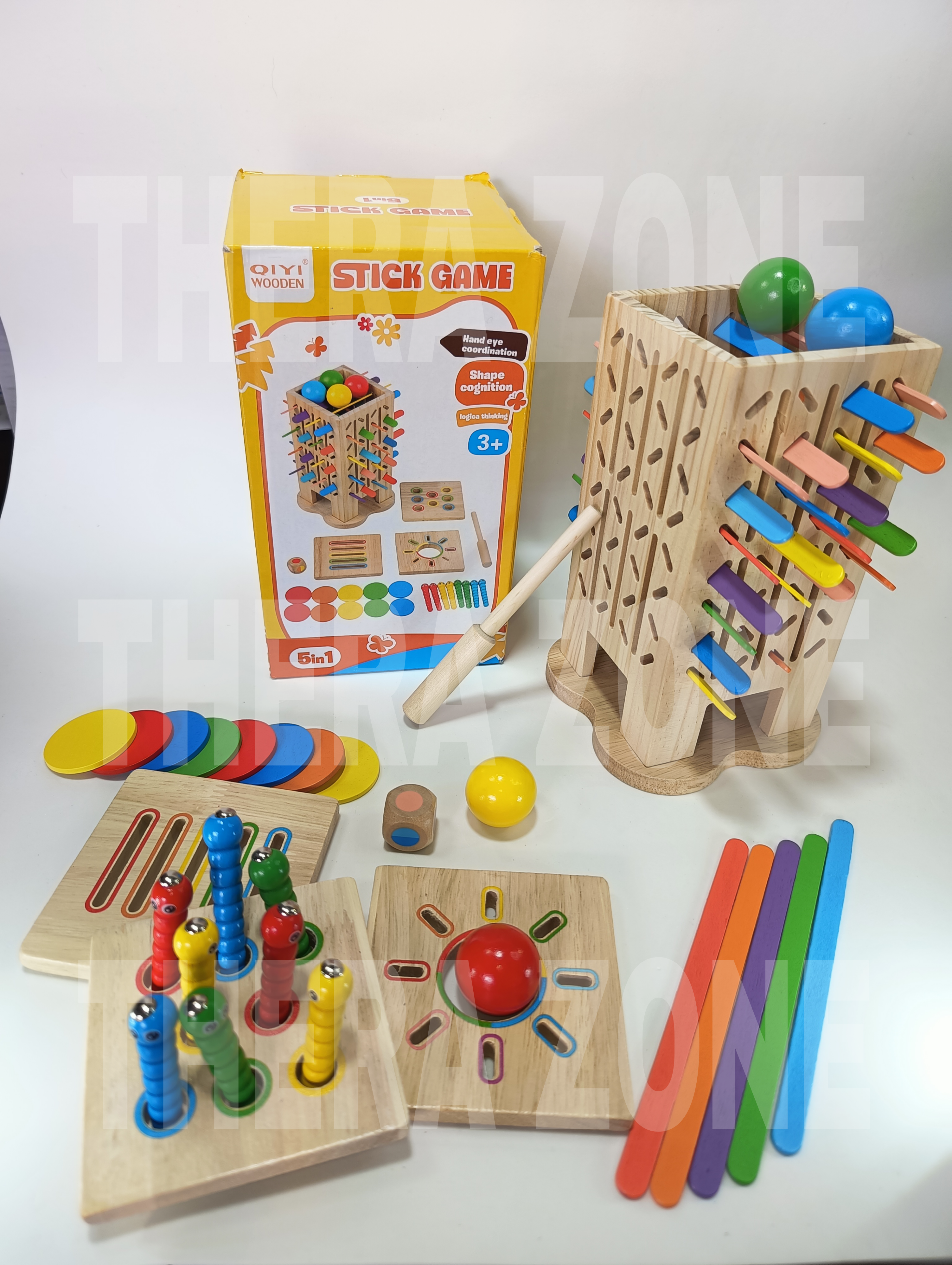 Stick Game – Juego Didáctico de Madera 5 en 1